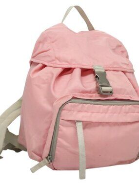 PRADA Backpack Nylon Pink Silver Auth ki5661